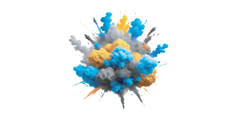 Multicolor powder explosion on White background. colorful vibrant rainbow holi paint color powder explosion with bright colors isolated white background. Colored cloud. Colorful dust explode.