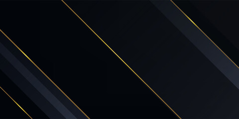 Luxury black gold background with golden line and shadow. Modern textured gold background with realistic geometric shapes.