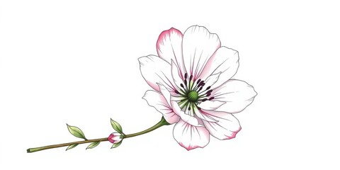 Naklejka premium Delicate hand-drawn sketch of a chicory flower, petals, leaves, and buds isolated on white, botanical, artwork