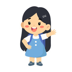 Happy Girls Kindergarten Greeting Illustration