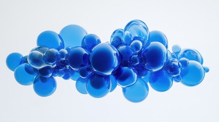 Fototapeta premium Abstract blue spheres cluster against minimalist white background
