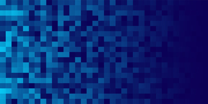 Digital Technology Colorful Blue Pixels Gradient Background. Digital Data Square Blue Pattern. Blue Digital Pixel Mosaic Pattern. Vector Illustration.