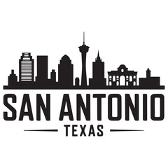 San Antonio skyline horizontal banner. Black San Antonio, Texas. Vector template for your design. Vector black silhouette. with white background