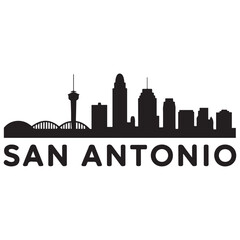 Fototapeta premium San Antonio skyline horizontal banner. Black San Antonio, Texas. Vector template for your design. Vector black silhouette. with white background