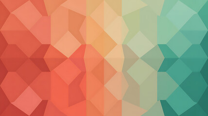 Obraz premium Abstract Geometric Background with Coral Orange Beige and Teal Polygonal Pattern