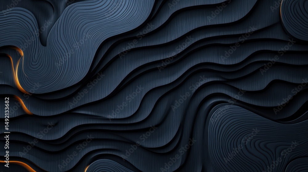 Aufkleber abstract dark wave pattern with subtle orange highlights. modern elegant background for minimalist g