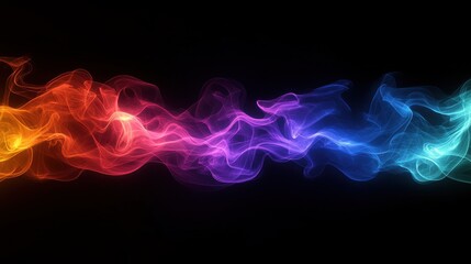 Obraz premium Vivid multicolored smoke swirls on black background