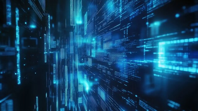 Futuristic data, program code on abstract background