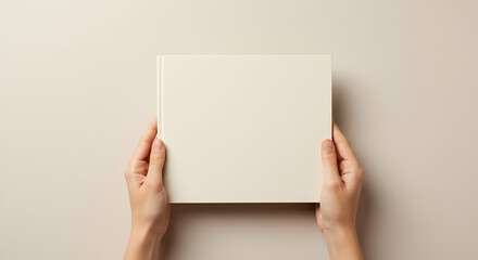 blank,  book,  mockup, Hands Holding Blank Square Book Mockup