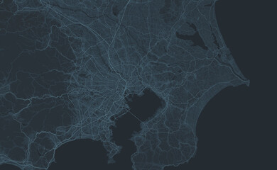 日本の首都圏のデジタルネットワーク風イラスト