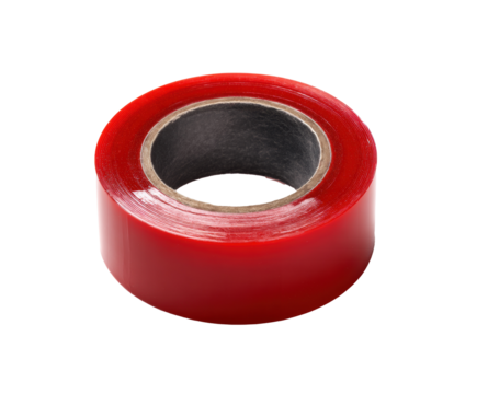 Bright red tape for crafting and home repair tasks on a transparent background, cut out