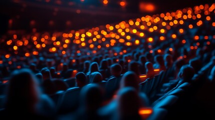 Obraz premium Illuminated audience at a night event.
