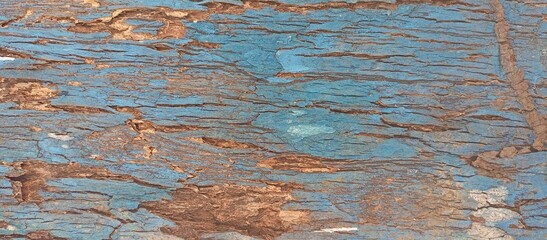 Distressed Old Wood with Peeling Blue Paint Texture