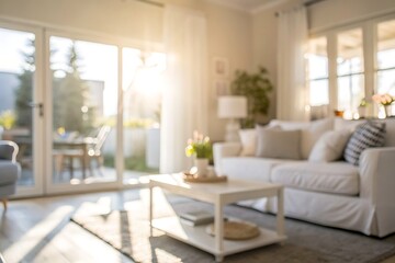 Bright and airy living room with natural sunlight