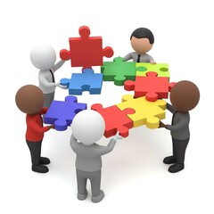 Teamwork puzzle solving collaboration