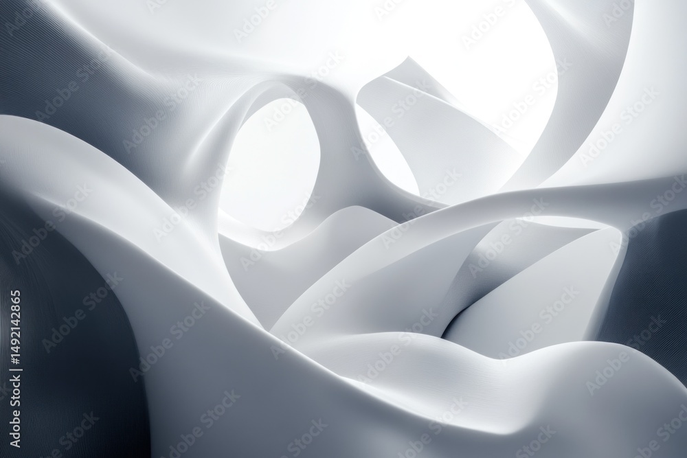 Aufkleber abstract white flowing shapes creating smooth curves and gradients. minimalist and modern design. ar