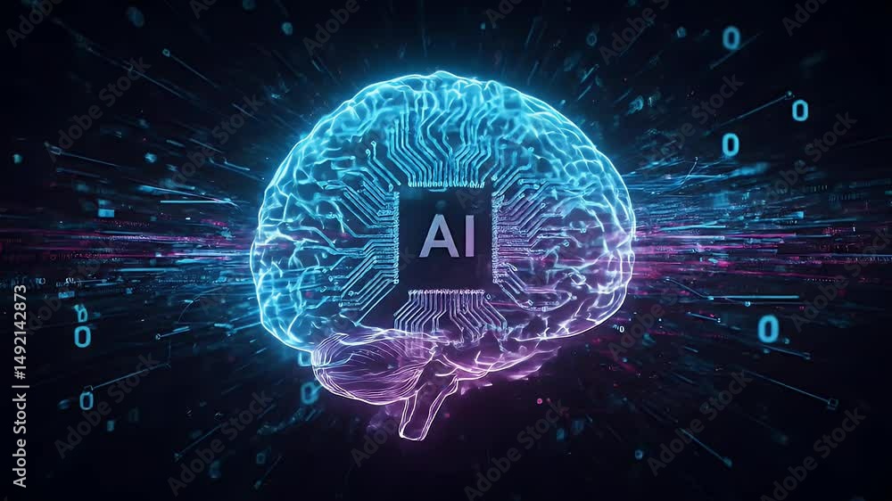 Poster brain circuitry with data flow illustration digital technology