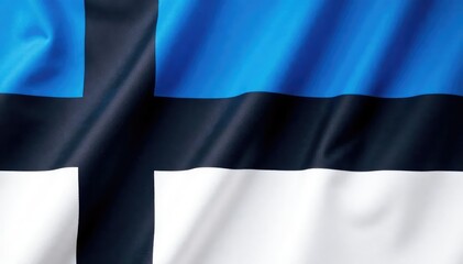 Obraz premium Close-up shot of the Estonian flag, displaying its blue, black, and white horizontal stripes , freedom, country, Estonian flag