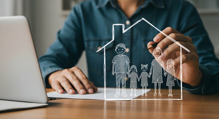 family,  home,  house, Family Home Insurance Concept