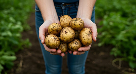 potatoes,  potato,  harvest, Freshly Harvested Potatoes in Hands