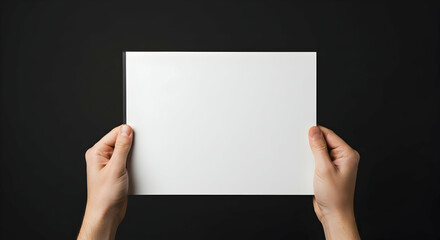 hands,  holding,  blank, Hands Holding Blank White Paper Against Black Background