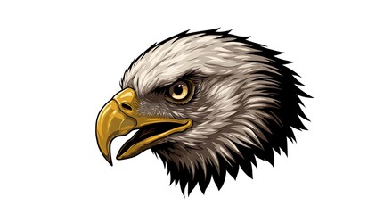 Obraz premium Illustration of a Bald Eagle Head with Open Beak