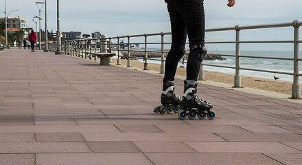 rollerblading,  inline skating,  roller skates, Rollerblading by the Sea