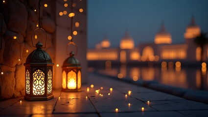 Fototapeta premium church in the night, Muslim lights in the city, Muslim lights in the night, 