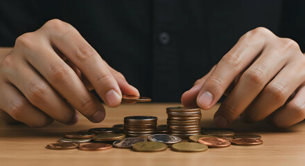 coins,  money,  stacking, Hands Stacking Coins, Financial Growth Concept