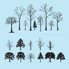 Obraz premium Set of plant and tree silhouette collection
