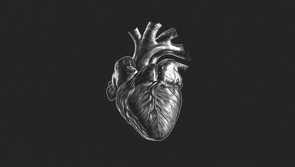 Detailed grayscale anatomical heart