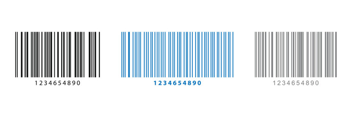 Barcode icon. Vector long barcode with numbers.
