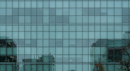 Obraz premium glass facade, modern architecture, building exterior, Modern Glass Facade Reflecting Urban Buildings