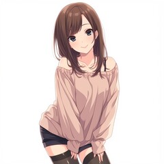 アニメ調の美少女の切り抜き用素材