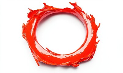 Red paint splash circle; white background; design element