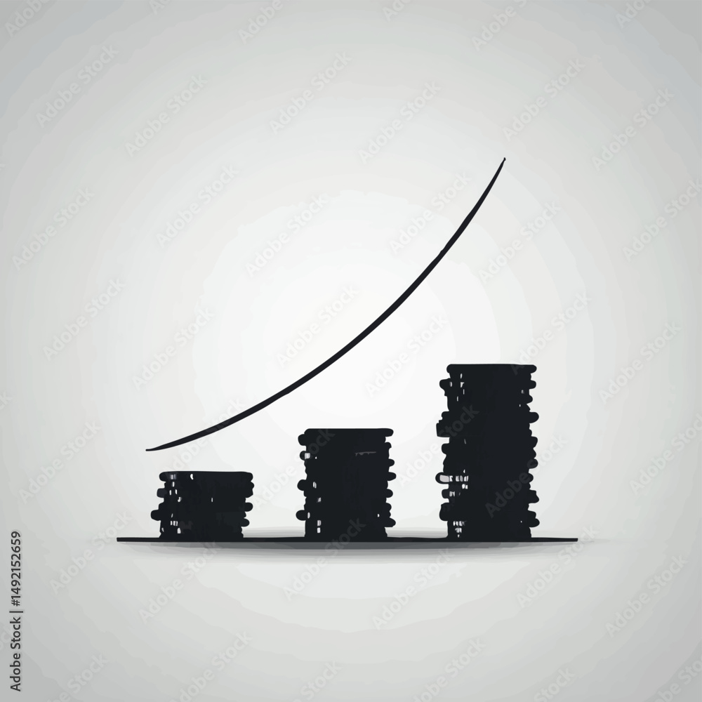 Poster increasing coin stacks upward curve