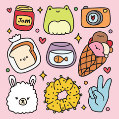 Cute Colorful Hand Drawn Doodles Elements