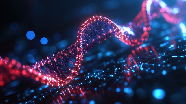 A futuristic AI-powered disease prevention network analyzing genetic data