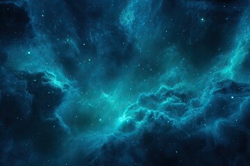 Obraz premium Deep space nebula with vibrant turquoise clouds