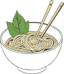 round badge logo with ramen bowl