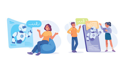 Obraz premium Exploring the Role of Engaging Robot Assistants in Contemporary Communication Dynamics