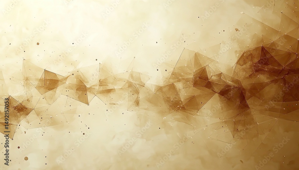 Aufkleber gold polygon mesh on a soft cloudy background with floating particles. ideal for backgrounds, textur