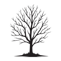 Obraz premium Silhouette Deciduous Tree Illustration on a Minimalist White Background