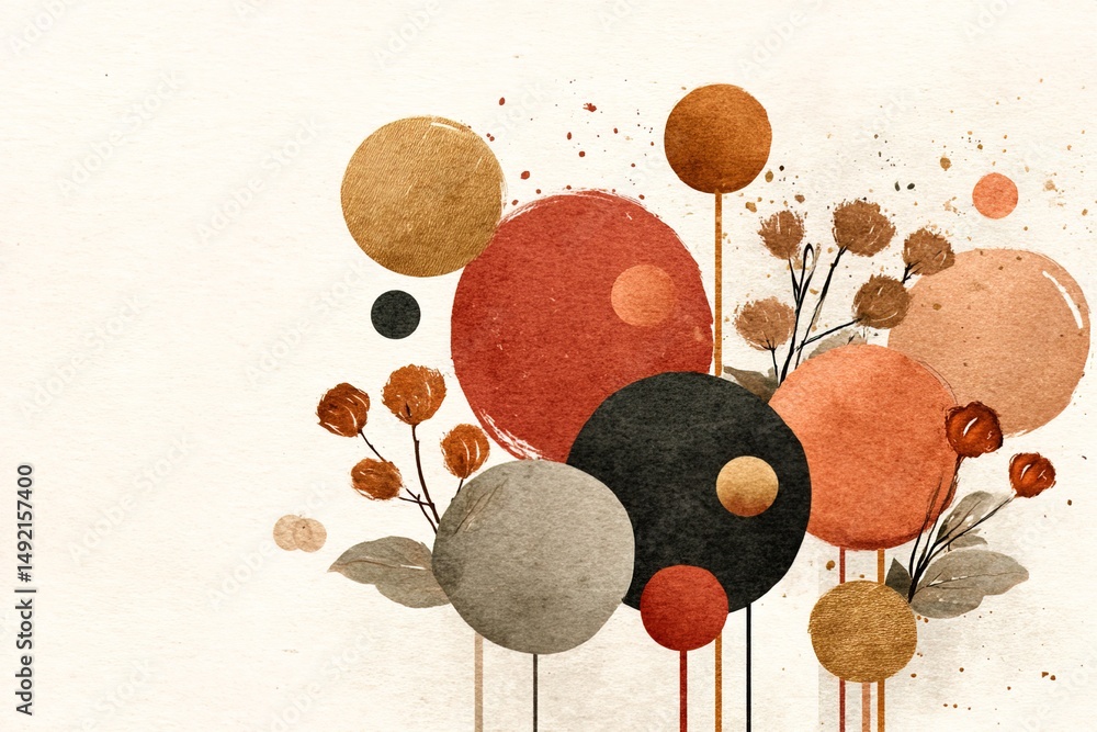 Poster colorful abstract minimalist background featuring round shapes and subtle textures