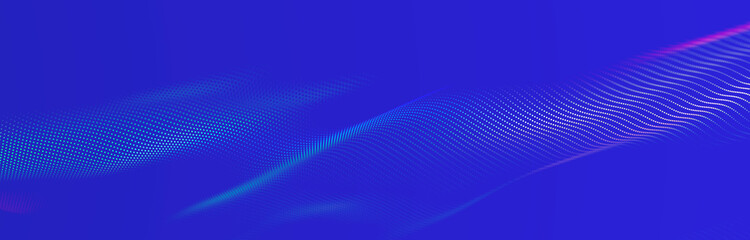 Musical wave. Beautiful illustration with connected dots and lines. Digital network background. 3D