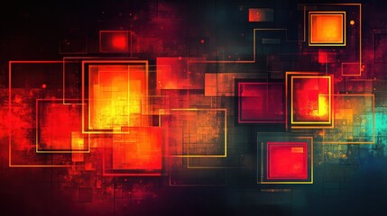 Abstract digital graphic design with glowing squares (1)