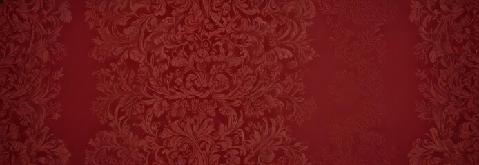 Deep crimson damask wallpaper, ornate detailing , vintage, intense, graphic