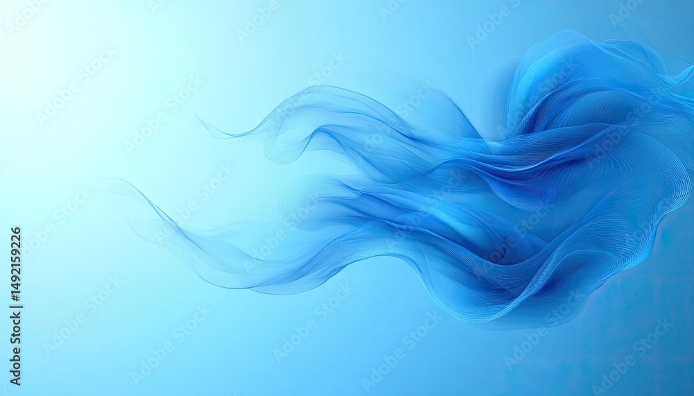 Aufkleber blue abstract flowing wave with fine lines on a gradient background. use for website headers, backgr