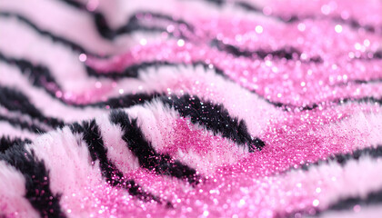 animal tiger print with black and pink in y2k glitter style photo