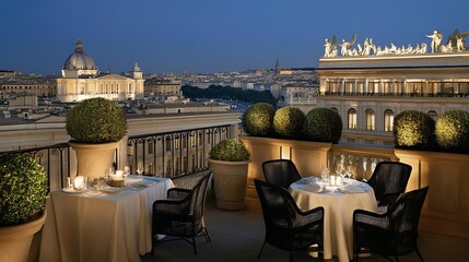 Romantic Rooftop Dinner with Stunning Rome Cityscape